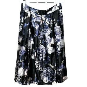 TRULY 4 You Plus Size Bold Floral Print Pleated Satin Full Volume Midi Skirt